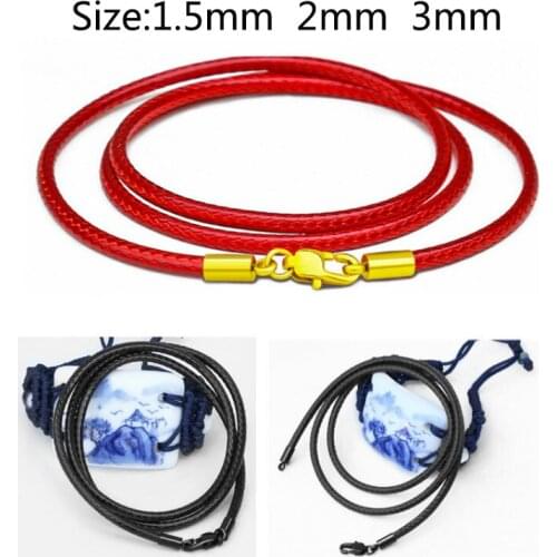 1.5mm/2mm/3mm Korean Round Waxed Cord Necklace Rope Leather Cord Thread Stainless Steel Clasp for DIY Jewelry Making