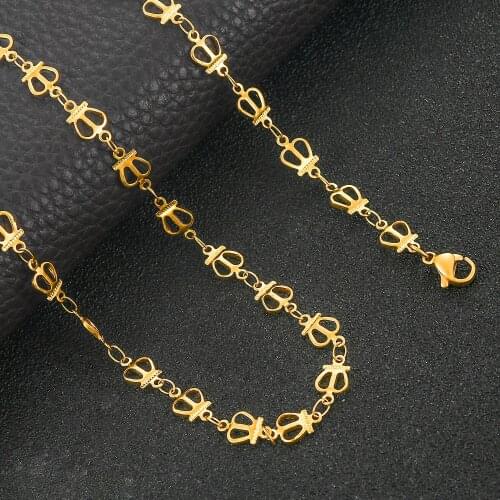 Fashion Stainless Steel Crown Link Chain Ladies High Quality Golden Necklace Popular Jewelry Gift
