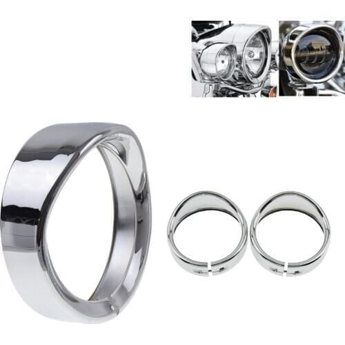 Motorcycle 7" Motor H4 LED Headlight Trim Ring Bezel Visor 4.5" Fog Lamp Trim Ring Bezels For Harley Touring Street Glide FLH