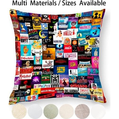 Broadway Show Logo Collage Pillow Case Throw Pillow Cover Cotton Linen Flax Broadway Musicals Musical Show Theater Theatre