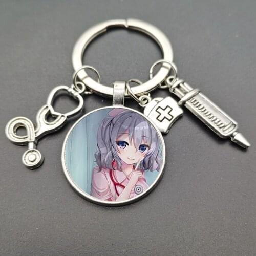 Gentle cartoon keychain high quality glass piece from angel in white