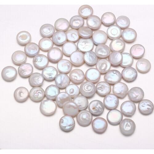 New 3pcs Natural Pearl Beads Button Shape Pearl Loose Beads High Quality White DIY Women Necklace Bracelet Jewelry Size 14-15mm