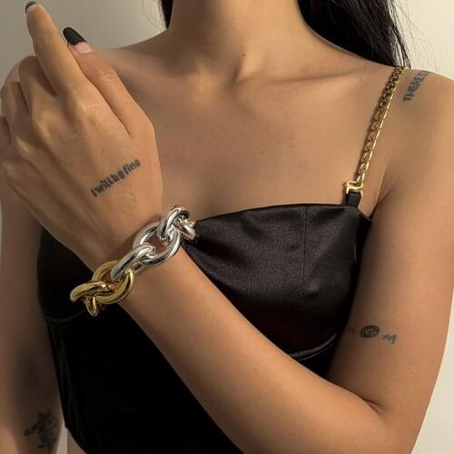 Punk Twisted Chunky Chain Bracelets for Women 2021 Fashion Boho Big Thick Iron Link Bracelet Bangles Men Hand Party Jewelry Gift