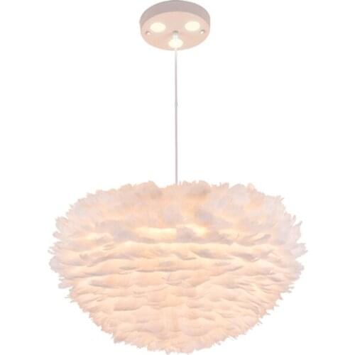 Princess Room Feather White Pendant Lights Bedroom Nordic Modern Warm Romantic Living Room Hanging Lamps Restaurant Fixtures