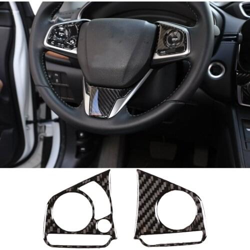 Carbon Fiber ABS Steering Wheel Frame Panel Decorative Cover Trim for Honda CR-V CRV 2016-2019 Car Stylings