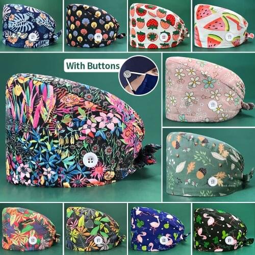 Medical nurse hat printed Cotton Surgical Doctor Nurse Scrub Cap operating room Scrub Caps beauty veterinary lab Pharmacy hat