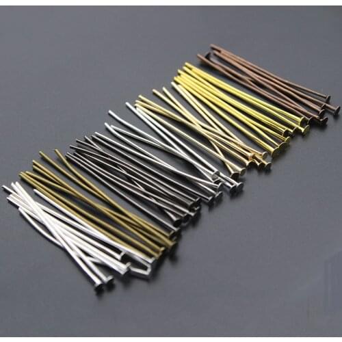 200pcs 15 25 30 40 50 70mm Length Silve Metal Flat Head Pin Headpin Needles for DIY Jewelry Making Findings Accessories Supplier