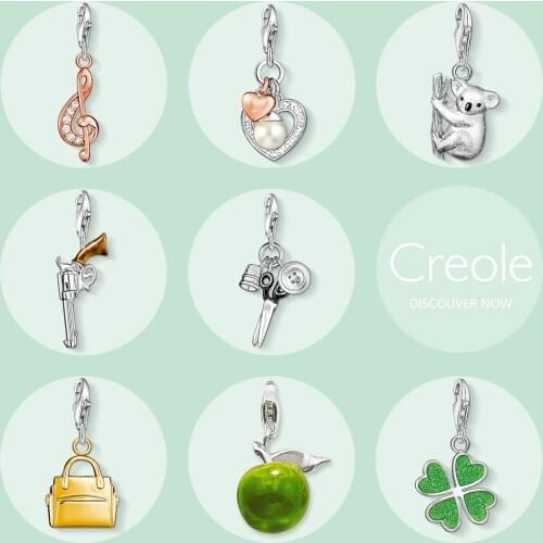 Treble Clef Hearts Koala Revolver Fashion Tools Bag Apple Clover Charm Pendant,2019 Fashion New Jewelry 925 Sterling Silver Gift
