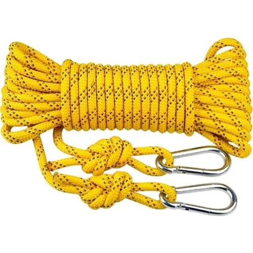 40--50M 8MM,2pcs safety hook, auxiliary rope for rock climbing equipment grab knot rope climbing auxiliary pull rope
