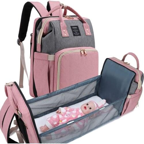 Wholesale 3 in 1 Diaper Bag Backpack with Foldable Baby Bed Multi-Functional Waterproof Mummy Travel Bassinet Nappy Bag 20ps/Lot