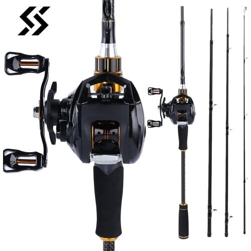 Sougayilang 1.8-2.4m Casting Fishing Rod and Baitcasting Reel Combo Portable Travel Fishing Pole and 12+1BB Baitcasting Reel Kit