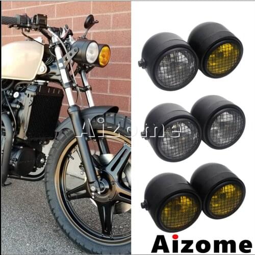 Universal Twin Dominator Dual Headlight Cafe Racer Front Lamp Headlamp 28-42mm Mount Clamp For Honda Suzuki Kawasaki