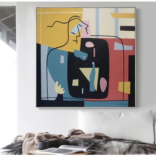 Vintage Abstract Figure Love Canvas Painting Creatively Print Poster Wall Art Pictures for Bedroom Living Room Home Decor