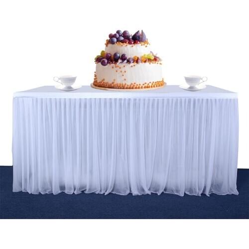 High-end Stretch Yarn Elegant Mesh Fluffy Tutu Table Skirt for Party Wedding Birthday Party Home Decoration