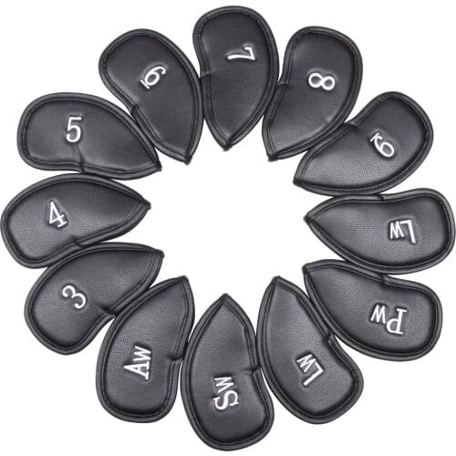 12 Pcs Deluxe Synthetic Leather Golf Iron Head Covers Club Headcover Waterproof for All Irons Club