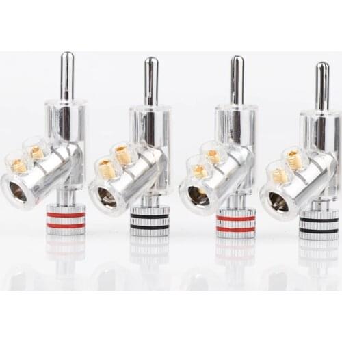 2pcs HIFI Rhodium Plated Lockable SPEAKER CABLE BANANA PLUG CONNECTOR