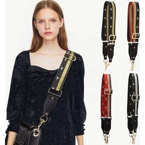 2021 Fashionable Bag Accessories Replacement Wide Glitter Star Shoulder Strap Unisex Adjustable Webbing Bag Straps