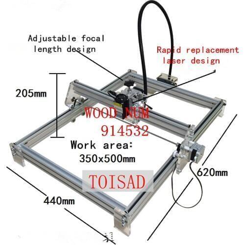 2500 mw DIY desktop mini laser engraving machine marking carving machine, 350 * 500 working face