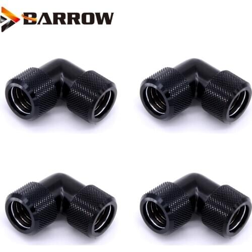 4pcs/lots G1/4'' thread Dual 90 Degree Rotary Fitting Adapter Rotating 90 Angle Adaptors use for OD12mm/14mm/16mm Hard Tube