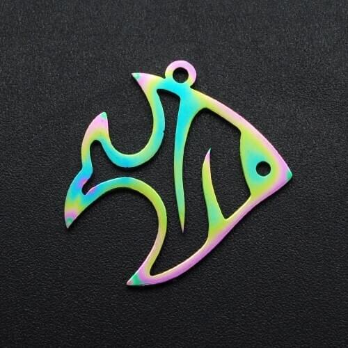 5pcs/lot 100% Stainless Steel Rainbow Sea Fish DIY Charm Pendant Wholesale Factory Prices Bracelet Making