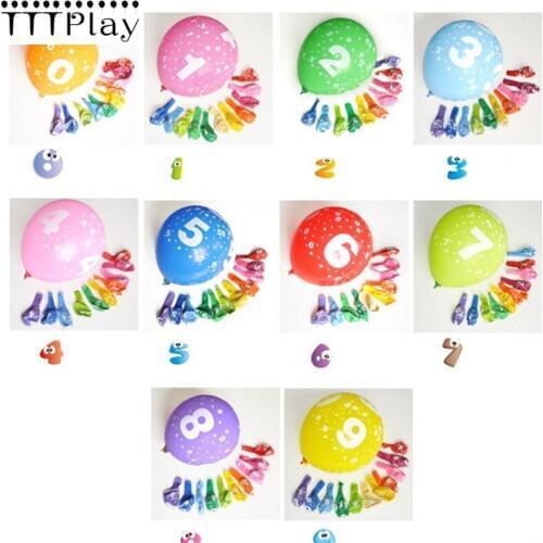 50pcs 12inch 2.8g 0-9 Number Printed Latex Balloon Inflatable Air Balls Wedding Decoration Happy Birthday Party Supplies Balloon