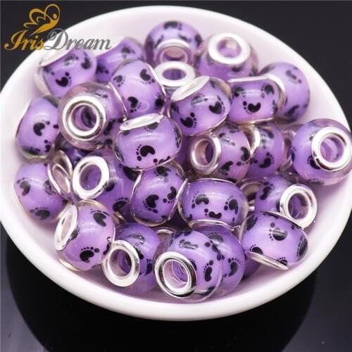 50Pcs Human Foot Rondelle Murano Spacer Beads for Jewelry Making Big Hole European Beads fit Pandora Charms Bracelet Necklace