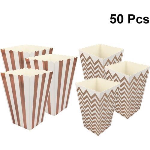 50pc Popcorn Box Party Supplies Paper Popcorn Boxes Bags Pop Corn Box Cartons Snack Container Movie Theater Baby Shower Birthday