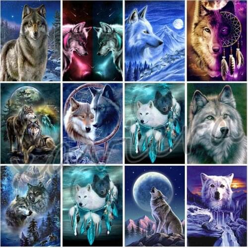 Xaviera Diy 5D Diamond Painting Animal Wolf Full Square Round Drill Rhinestone Embroidery Cross Stitch Mosaic Artwork Home Decor