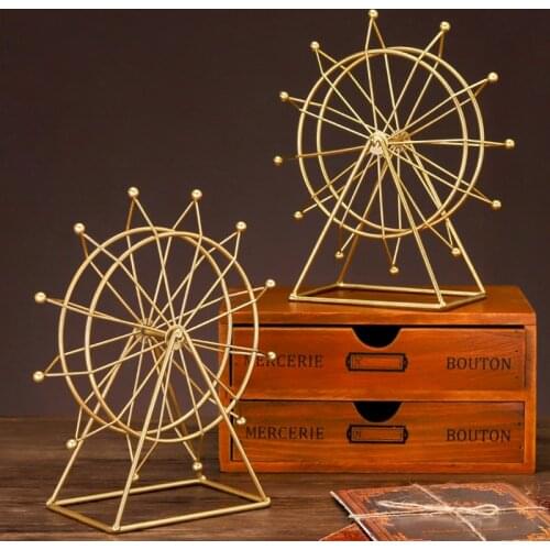 Creative Gift Golden Iron Art Ferris Wheel Perpetual Motion Newton Pendulum Crafts Ornaments Home Decoration Accessories