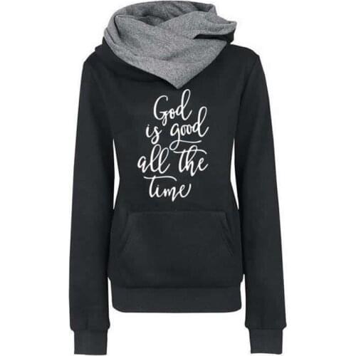 God Is Good All The Time Letters Print Lapel Hooded Hoodies For Women Tops Sweatshirts Hoodies Women Kawaii Clothings Corduroy