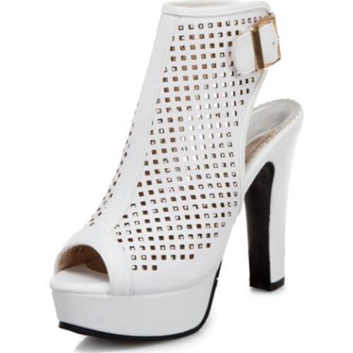 Plus size 34-50 plataformas mujer sandalias Women Peep Toe Chunky Heel Ankle High Heels Dress Sexy wedding party shoes 3036