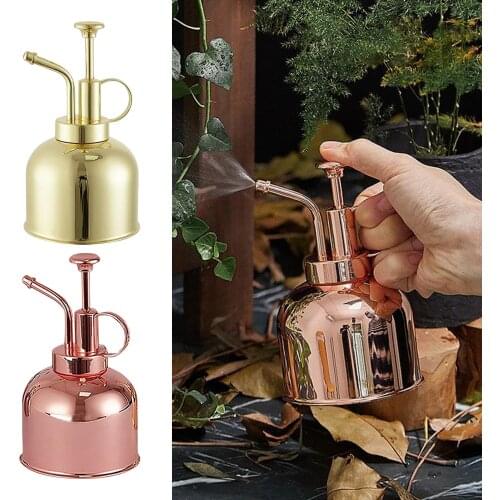 Water Spray Bottle Vintage Decorative Metal Plant Watering Can Pot, Plant Mister with Top Pump for Indoor Potted Plants