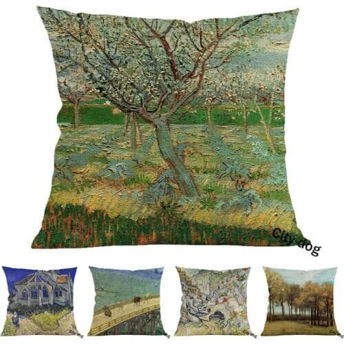 Painter Painting art Apricot Trees in Blossom Cotton and linen square pillow case Cushion cover Home sofa pillowcase Decor