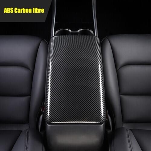 For Tesla Model3 Model 3 2017 2018 2019 2020 ABS Carbon fibre Central control armrest panel box protective Cover accessories