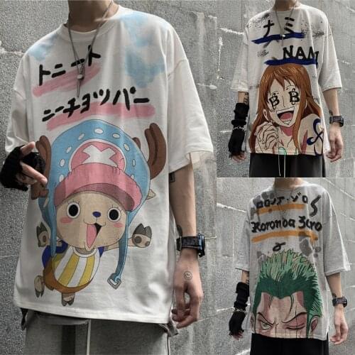 Japanese Anime One Piece Men Women T Shirt Tshirt Summer Tee Tops Alt Graphic Clothing Harajuku Punk Streetwear Luffy D Monkey