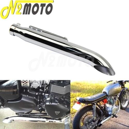 Chrome Turn Out Motorcycles Galvanized Iron Exhaust Muffler Pipe Slash Cut for Triumph Bobber Chopper Cafe Racer Scrambler