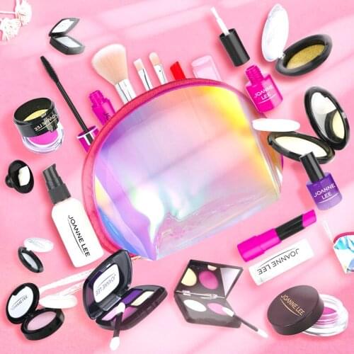 Girl Simulation Makeup Toy Pretend To Play House Pink Lipstick Nail Polish Toy Set Princess Dress Up Puzzle Girl Birthday Gift
