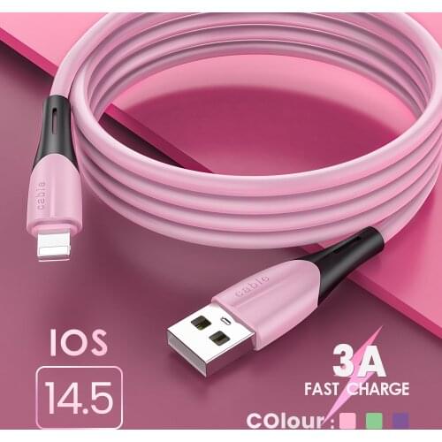 3A USB Type c Cable For iPhone 12 11 Pro Max X XR XS 8 7 6 6s 5s Fast Data Charging Charger USB Wire Cord Liquid Silicone Cable