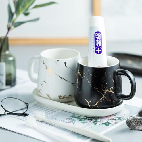 Couples Ceramic Mouth Cup Brush Cup Set Toothbrush Cup Wash Cup Tooth Cylinder a Pair of Home Gifts Creative