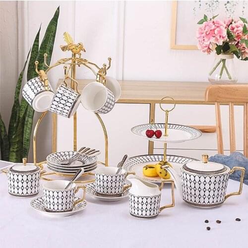 Classic European Tea Set Ceramic Tea Set Gift Coffee Water Set Retro Style Coffee Cup Dish New Bone China Teacup