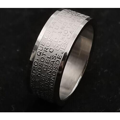 Stainless Steel Cross Scripture Ring For Men Fashion Silver Color Male Charming Jewelry Gifts High Quality Smooth Finger Rings