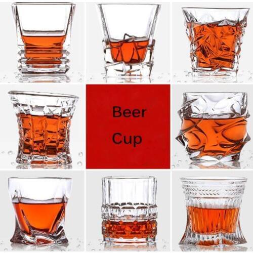 Creative Crystal Glass Cup Whiskey Beer Cup Emboss Tranaparent Glass Cup Drinking Beer Tool Household Drinkware High Quality