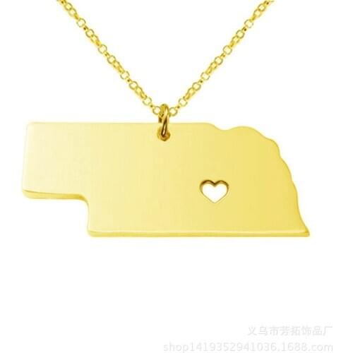 Fashion popular MAP of The United States Nebraska not embroidered steel necklace