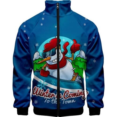 2020 Hot sale Christmas Zipper Jackets Casual Jacket Fashion Casual Men Boys Highstreet Clothes Autumn Winter snowman Jacket