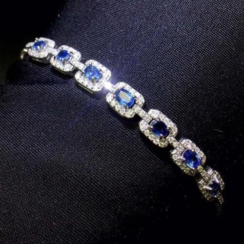 Natural And Real Sapphire bracelet Free shipping 100% Real natural sapphire Bracelet 925 sterling silver Bracelet