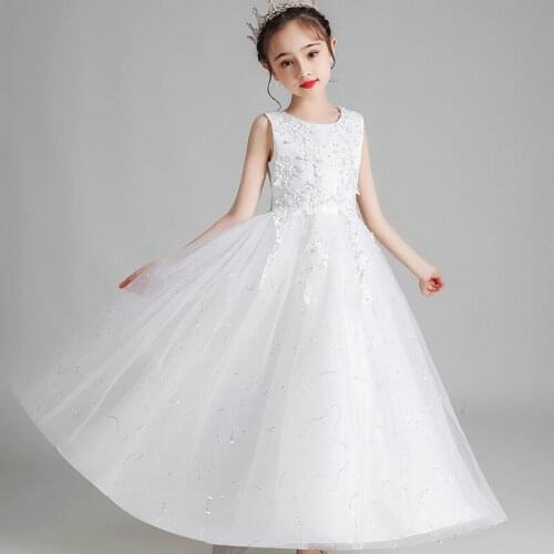 2021 summer new girl dress dress sleeveless net yarn show host summer new princess dress