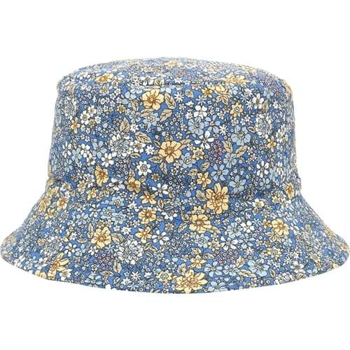 Women Sun Protection Summer Portable Double Side Comfortable Outdoor Travel Floral Print Bucket Hat Foldable Soft Universal