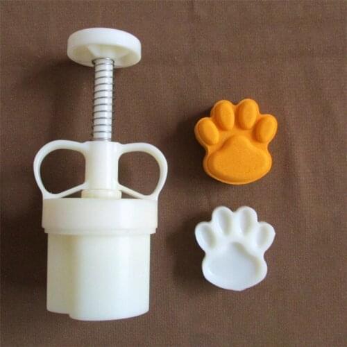Plastic Mooncake Mold 50g Cat Paw Stamp Cookie Cutter Mould Hand Pressure Baking Accessories Mid-Autumn Festival