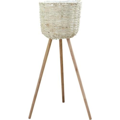 Hand-Woven Floor Flower Stand Straw Baskets Rattan Woven Flowerpot Decoration Living Room Balcony Simple Pastoral Ware home