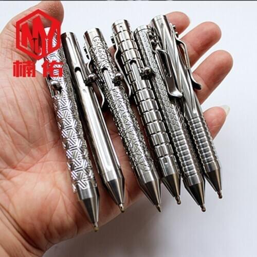 1PC Multiple Styles Portable Titanium Alloy Bolt Pen Spring Press Signature Writing Pen